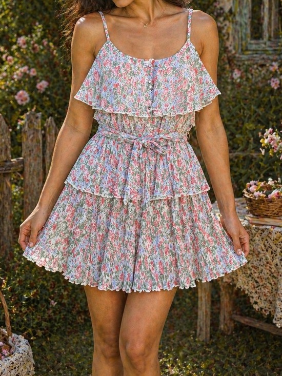 Mable Dresses & Skirts - Mable Floral Tiered Ruffle Mini Dress NWT Size Small Cottagecore Boho